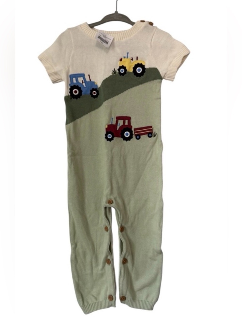 Good Lad Cracker Barrel Sweater Romper Tractor Appliqué NWT 18 months